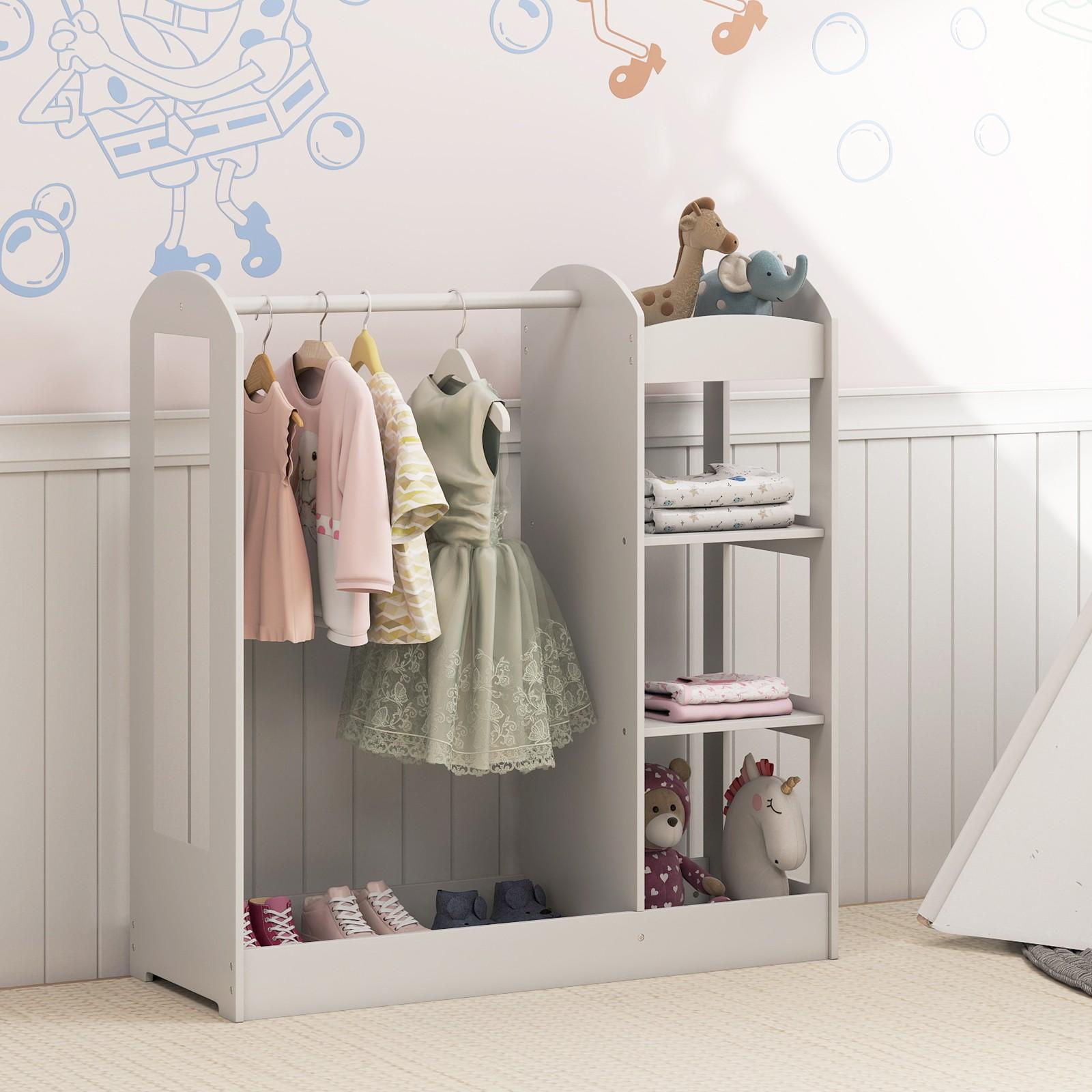 COSTWAY Kids Dress Up Center with Mirror & Hanger - Large Armoire Dresser, 39.5\