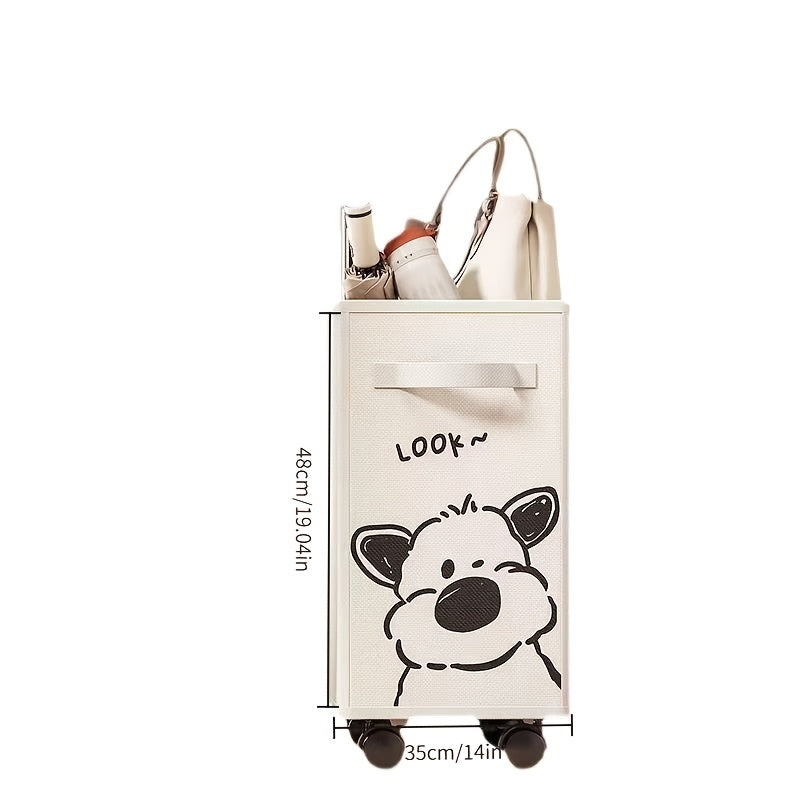 Portable Canvas Storage Basket with Wheels, Office Organizer, Mobile Storage Bag, Collapsible Storage, Removable Design. Under-Desk Storage Organizer, Home Storage Shelf, Snack Container, Storage Box, Shelf Baskets