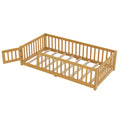 Bellemave Twin Size Floor Bed Featuring a Strong Fence And Slats, Wooden Bed Frame with Safety Guardrails for Children, Style Floor Bed for Boys And Girls, Mattress Not Included, Natural End