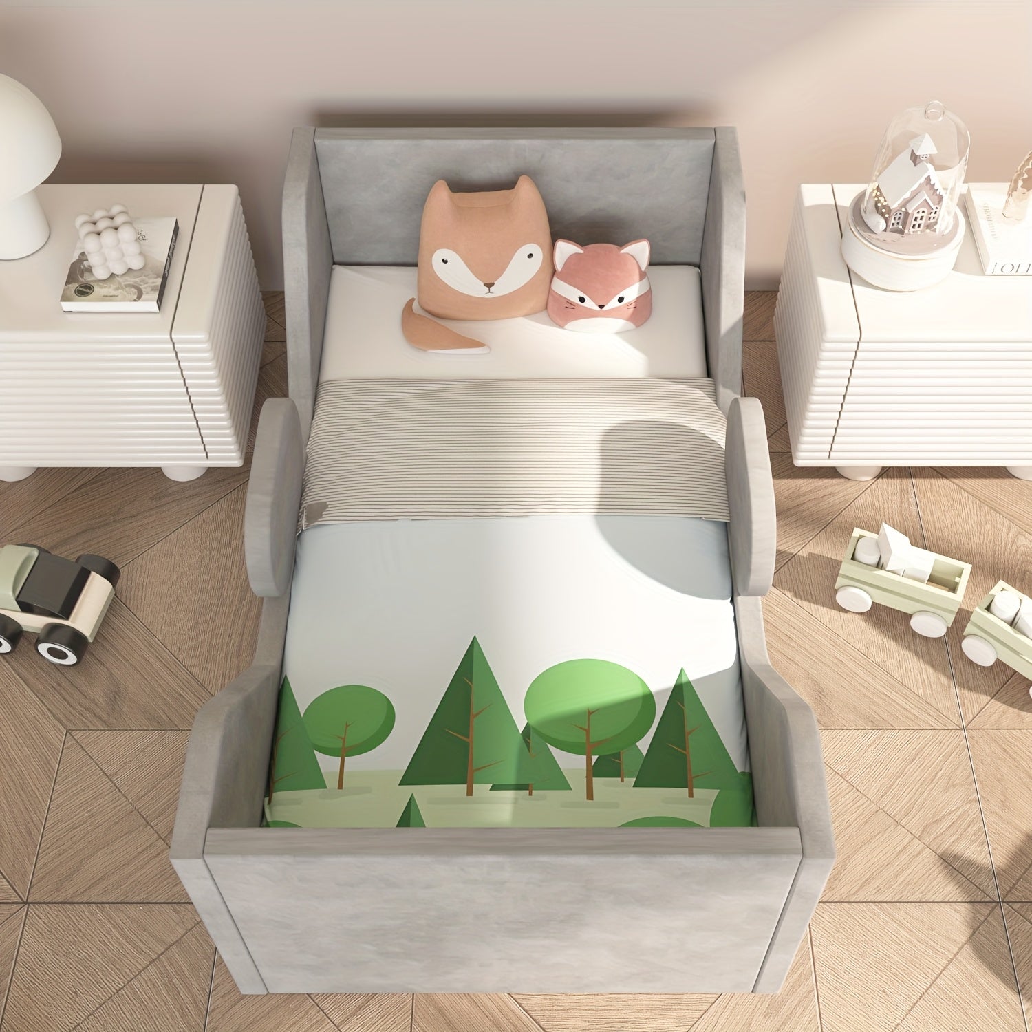 Toddler Bed, Child Bed for Kids with Extra Safty Broad, Standard Crib Size Toddler Bed, Certified Fabric Toddler Beds, Toddler Flood Bed