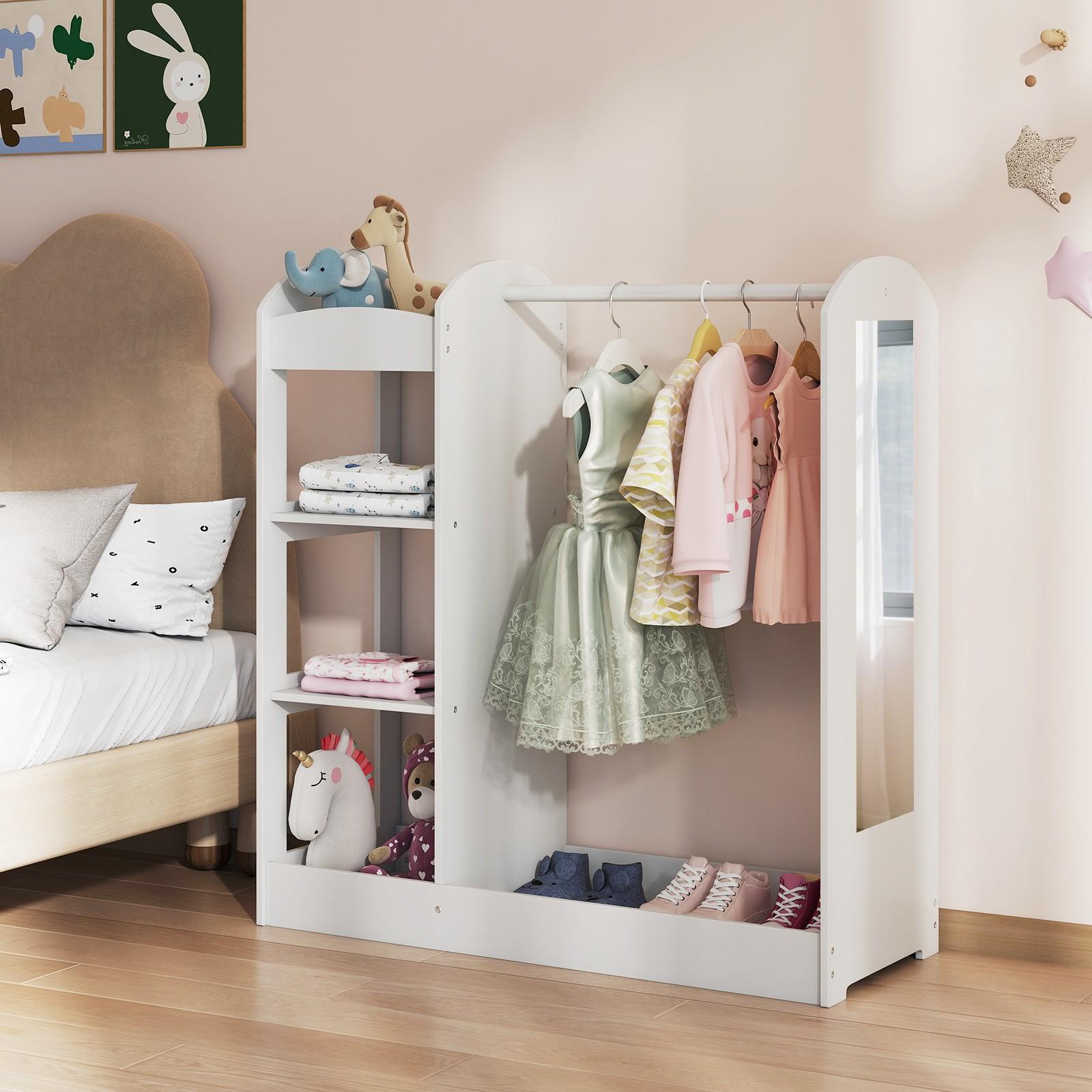 COSTWAY Kids Dress Up Center with Mirror & Hanger - Large Armoire Dresser, 39.5\