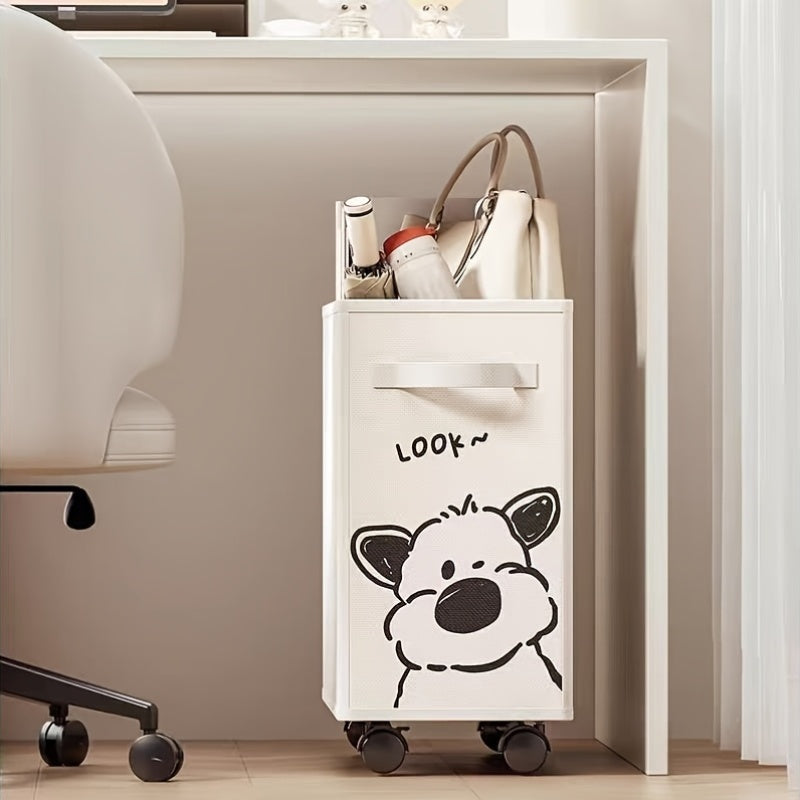 Portable Canvas Storage Basket with Wheels, Office Organizer, Mobile Storage Bag, Collapsible Storage, Removable Design. Under-Desk Storage Organizer, Home Storage Shelf, Snack Container, Storage Box, Shelf Baskets