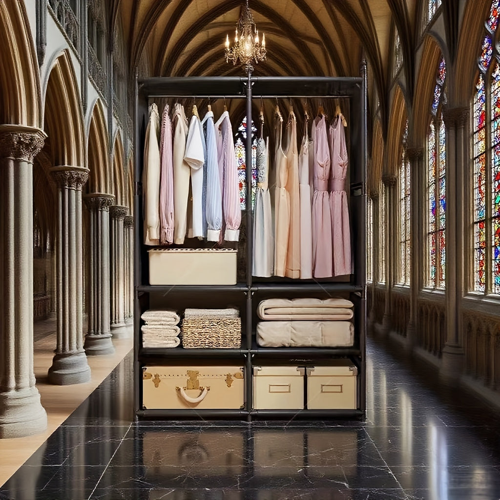 Small Apartments Can Also Have Large Storage! Portable Wardrobe with Drawers, Floor Hangers Are Super Practical, Portable Closets