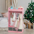 Wardrobe in Ins Style Featuring Three Non-Woven Drawers, a Clothes Hanger with Seven Clothing Beads, And a Mirror Design. Ideal for a Pink Princess-Themed Room, Perfect for Small Apartments Measuring 24.8×11.81×42.13inch
