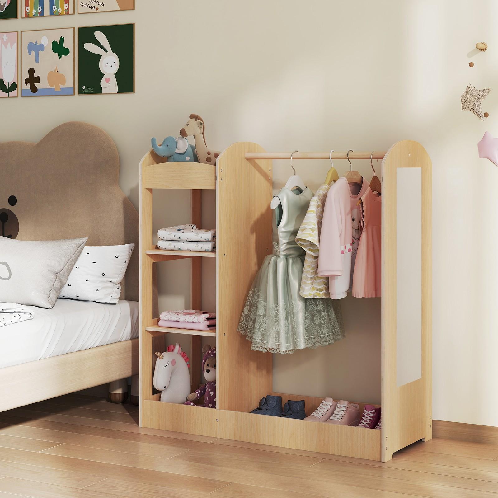 COSTWAY Kids Dress Up Center with Mirror & Hanger - Large Armoire Dresser, 39.5\