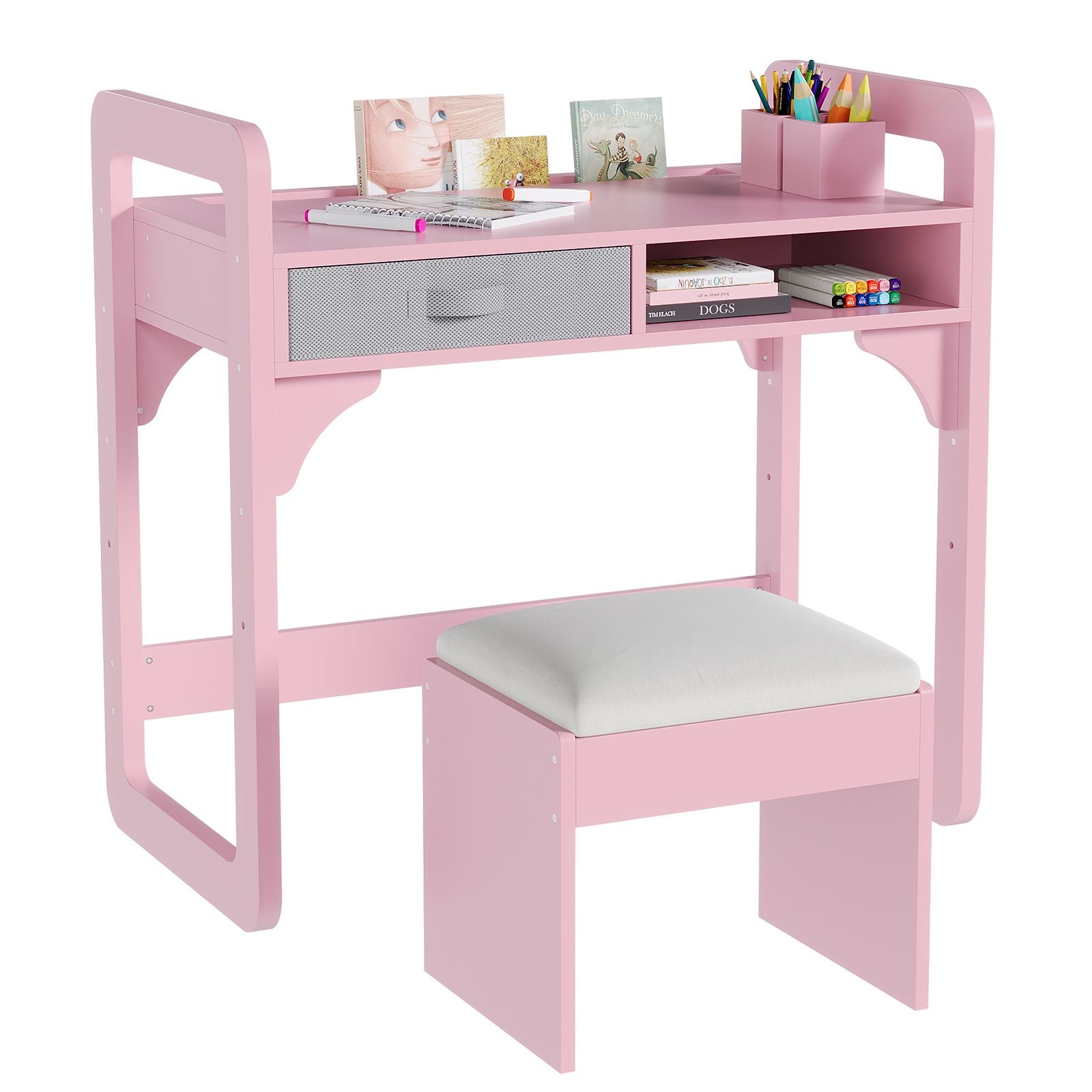 Cuties'S Wooden Frame Writing Desk | Durable Hardwood, Perfect for Study and Drawing, Ergonomic Design, Contemporary Style, Floor Mount, Mixed Color - MERXENG