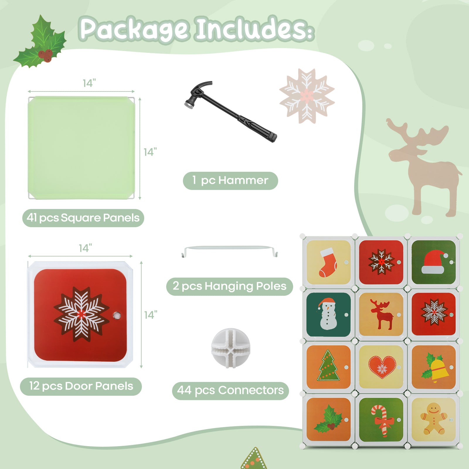 COSTWAY 12-Cube Kids Wardrobe Baby Dresser Bedroom Armoire Clothes Hanging Closet w\u002FDoors