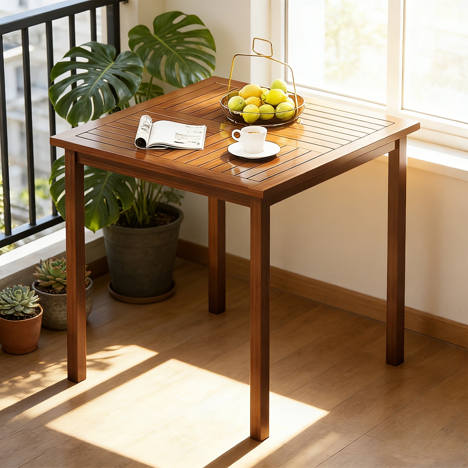 1pc Square Table - Modern Elegant Desk Suitable for Home Office, Dining Table & Study Desk, Assembly with Sturdy Legs, Space-Saving for Small Spaces ( Material)