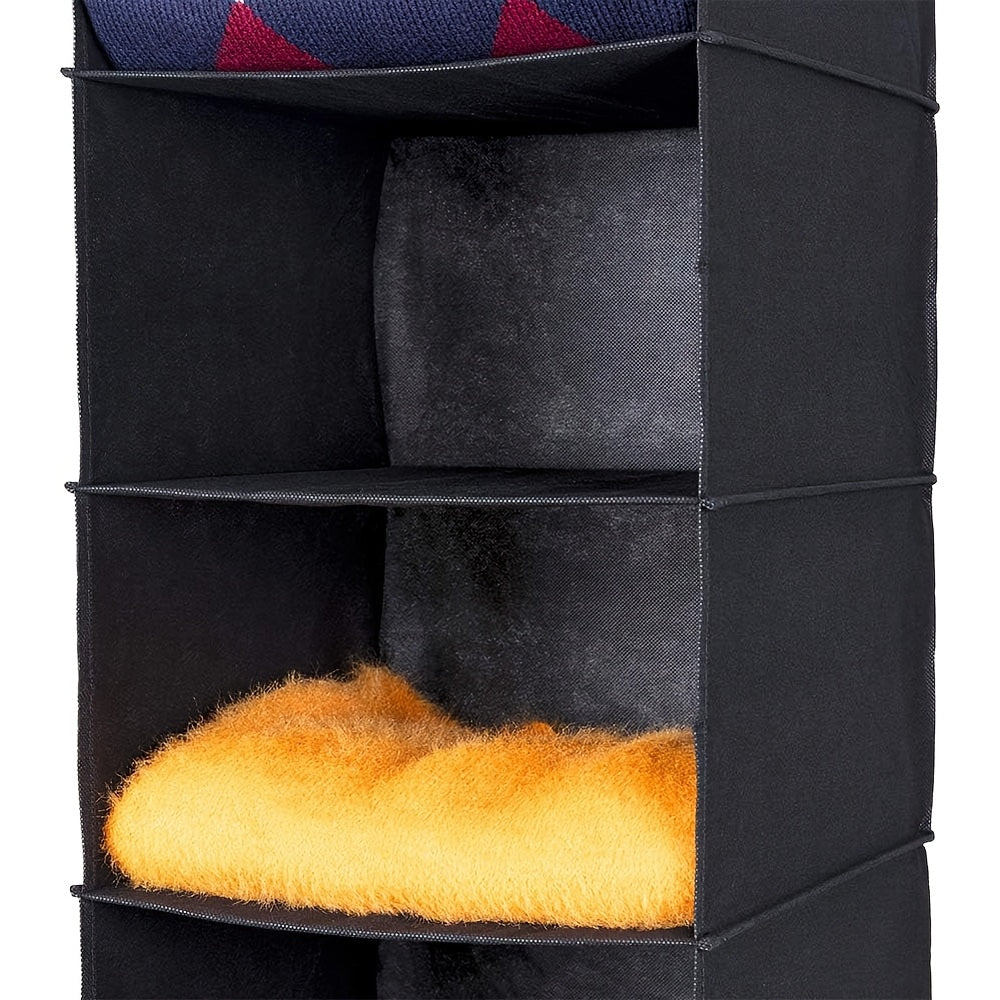 1\u002F2 Pack Multi-Tier Hanging Storage Rack - 5-Layer Durable Clear Divider Wardrobe Organizer With Hanging Hooks For Clothes, Shoes, Toys - Space-Saving Multifunctional Room Storage (Matte Finish)