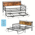 Bonnlo Twin Bed Frame with LED Light & Charing Station, Heavy Duty Sofa Daybed Trundle Bed with Storage Headboard