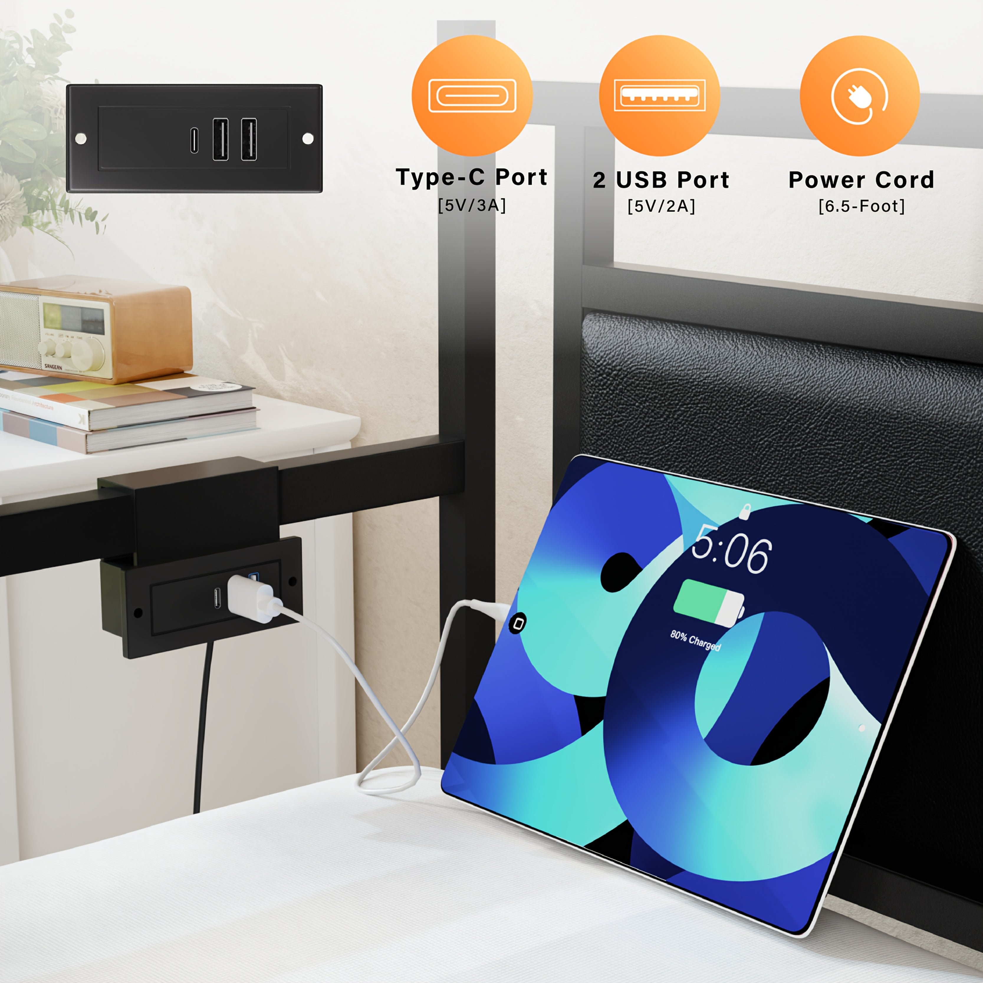 Bonnlo Twin Bed Frame with LED Light & Charing Station, Heavy Duty Sofa Daybed Trundle Bed with Storage Headboard