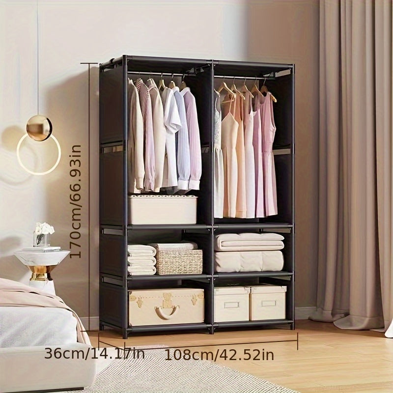 Small Apartments Can Also Have Large Storage! Portable Wardrobe with Drawers, Floor Hangers Are Super Practical, Portable Closets