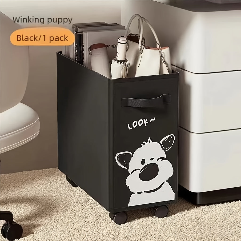 Portable Canvas Storage Basket with Wheels, Office Organizer, Mobile Storage Bag, Collapsible Storage, Removable Design. Under-Desk Storage Organizer, Home Storage Shelf, Snack Container, Storage Box, Shelf Baskets