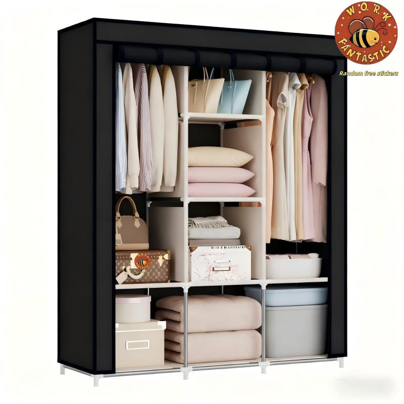 Portable Large Capacity Wardrobe | Home Clothes Organizer, Multi-Functional Closet Rack for Seasonal Storage, Easy to Assemble and Foldable for Moving, Renting, and Temporary Storage, Portable Closets