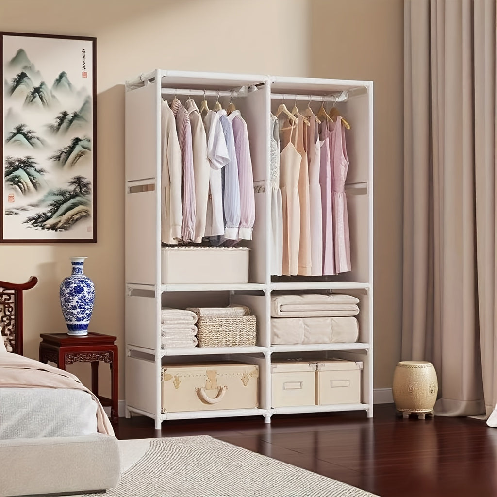 Small Apartments Can Also Have Large Storage! Portable Wardrobe with Drawers, Floor Hangers Are Super Practical, Portable Closets